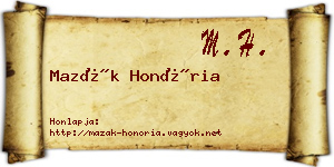Mazák Honória névjegykártya